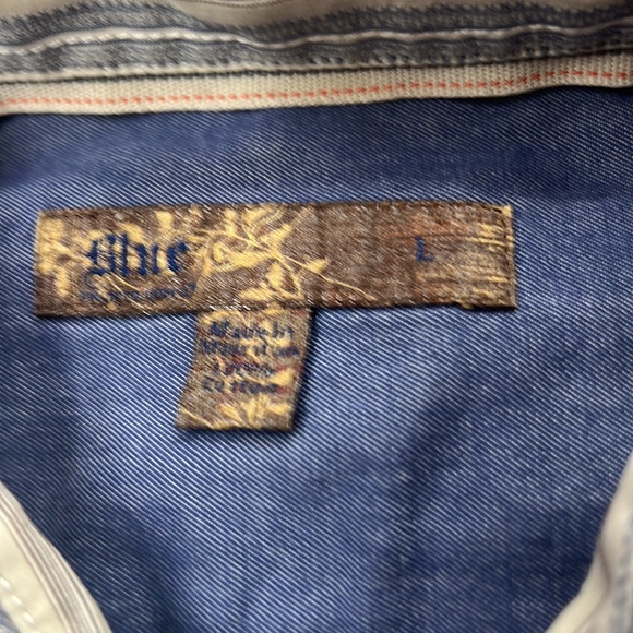 Sz L Striped Short Sleeve Blue Pronto Uomo Button Down Shirt - Picture 6 of 6